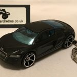 AUDI R8 5 SPOKE WHEEL VERSION KEYRING / KEYCHAIN 1/56 SCALE BLACK
