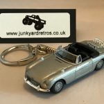 MG MGB CONVERTIBLE ROOF DOWN CLASSIC KEYRING / KEYCHAIN 1/72 SCALE SILVER
