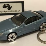 MERCEDES BENZ SL COUPE KEYRING / KEYCHAIN 1/56 SCALE ICE BLUE