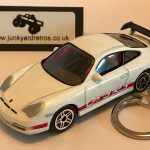PORSCHE 911 GT3 RS 996 SERIES KEYRING / KEYCHAIN 1/56 SCALE WHITE