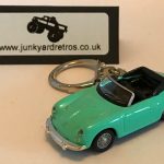 PORSCHE 356B CONVERTIBLE KEYRING / KEYCHAIN 1/87 SCALE TURQUOISE