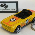 TRIUMPH TR6 CLASSIC  KEYRING / KEYCHAIN 1/56 SCALE YELLOW NO 4