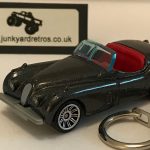 JAGUAR XK140 CLASSIC 1956 KEYRING / KEYCHAIN 1/56 SCALE GUNMETAL