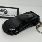 CHEVROLET CORVETTE C8 2020 KEYRING / KEYCHAIN 1/56 SCALE BLACK