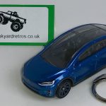 TESLA MODEL X KEYRING / KEYCHAIN 1/56 SCALE BLUE