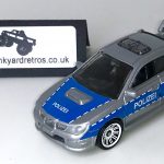 SUBARU IMPREZA WRX 2007 POLICE KEYRING KEYCHAIN 1/56 SILVER & BLUE