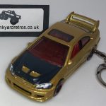 HONDA CIVIC Si 1996 KEYRING / KEYCHAIN 1/56 SCALE METALLIC GOLD & BLACK