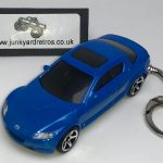 MAZDA RX8 RX-8 2004 KEYRING / KEYCHAIN 1/56 SCALE BLUE
