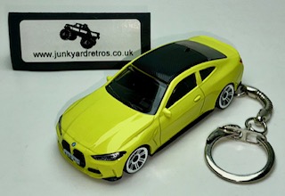 BMW M4 COUPE Keyring Keychain 1/56 Scale YELLOW/GREEN