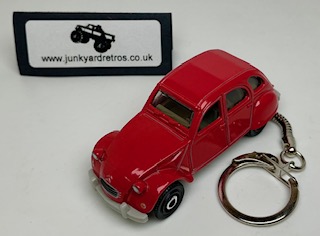 CITROEN 2CV 1970 KEYRING / KEYCHAIN 1/56 SCALE RED