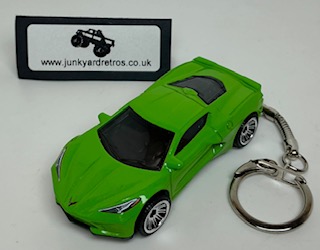 CHEVROLET CORVETTE C8 2020 KEYRING / KEYCHAIN 1/56 SCALE LIME GREEN