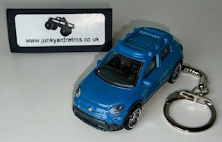 FIAT 500X 2016 KEYRING / KEYCHAIN 1/56 SCALE MID BLUE