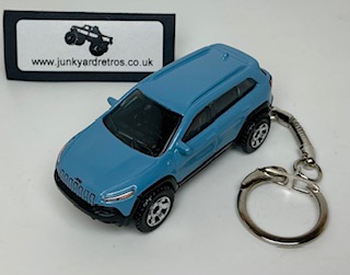 JEEP CHEROKEE TRAILHAWK 2014 KEYRING / KEYCHAIN 1/56 SCALE MID BLUE