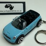 MINI COOPER S CABRIOLET 2010 KEYRING / KEYCHAIN 1/56 SCALE SKY BLUE