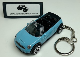 MINI COOPER S CABRIOLET 2010 KEYRING / KEYCHAIN 1/56 SCALE SKY BLUE