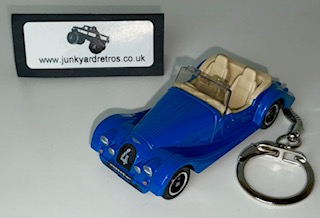 MORGAN PLUS FOUR MB KEYRING / KEYCHAIN 1/56 SCALE ROYAL BLUE