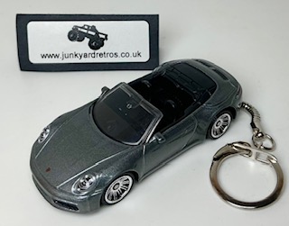 PORSCHE 911 CARRERA CABRIOLET KEYRING / KEYCHAIN 1/56 SCALE GUNMETAL GREY