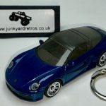 PORSCHE 911 CARRERA TARGA KEYRING / KEYCHAIN 1/56 SCALE BLUE