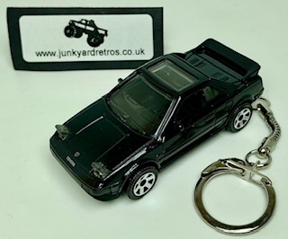 TOYOTA MR2 MK1 1984 KEYRING / KEYCHAIN 1/56 SCALE BLACK (LIGHTS UP)