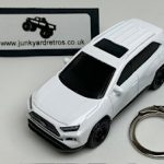 TOYOTA RAV 4 TRD 2023 KEYRING / KEYCHAIN 1/56 SCALE WHITE
