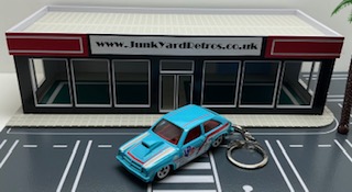 CHEVROLET CHEVETTE DRAGSTER 1976 KEYRING / KEYCHAIN 1/56 SCALE TURQUOISE