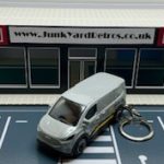 FORD E-TRANSIT CUSTOM 2023 KEYRING / KEYCHAIN 1/56 SCALE GREY
