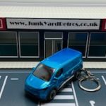FORD E-TRANSIT CUSTOM 2023 KEYRING / KEYCHAIN 1/56 SCALE BLUE